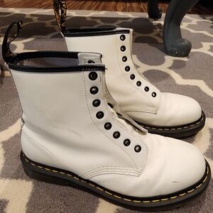 White Leather Combat Boots
